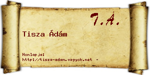 Tisza Ádám névjegykártya